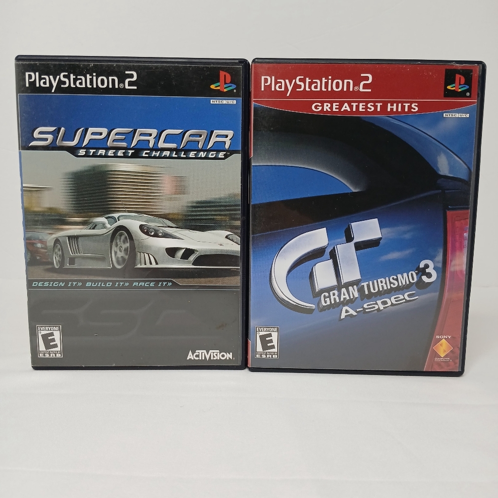 SONY PS2 Racing Video Game Lot Of 2 Grand Turismo 3 & Super Car Street Challenge